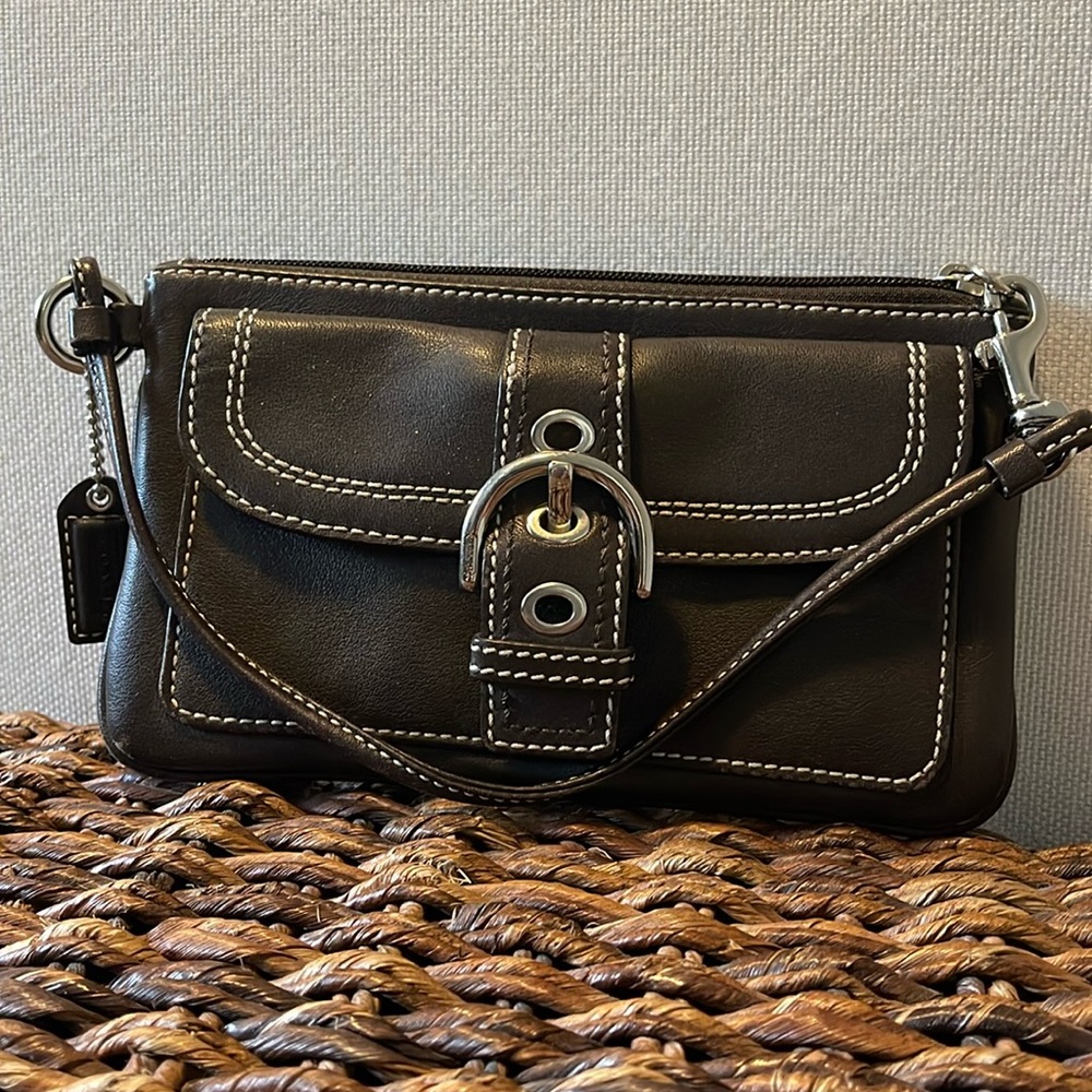 Coach Wristlet - Dark Brown Leather
